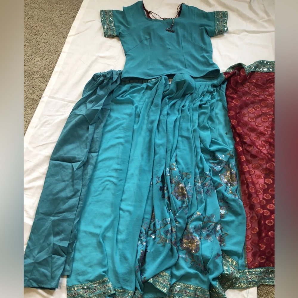 Sari Indian Pakistani Designer Party Wear Saree With Embroidery ( pre owned).